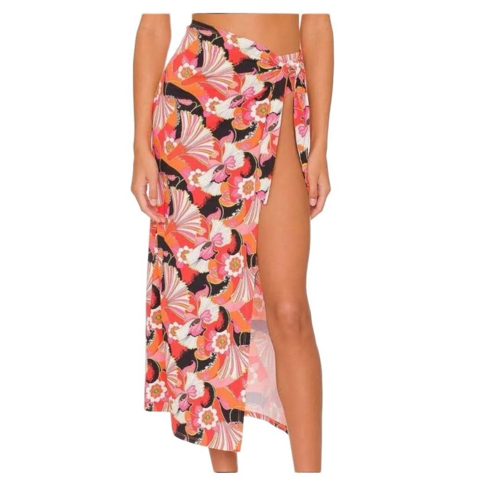 Ronny Kobo Tie Slit Swim Skirt Coverup